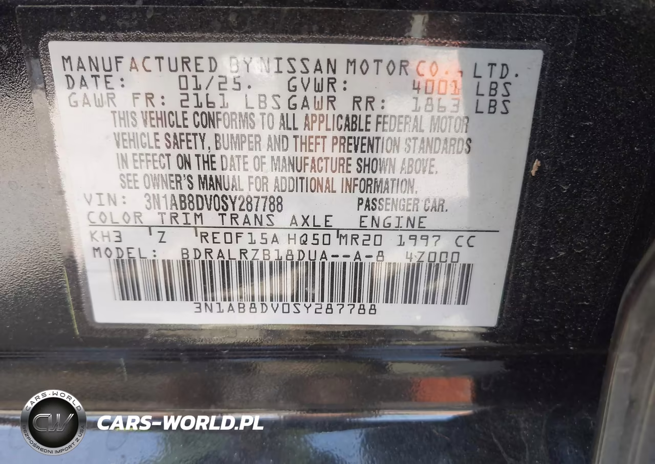 2025 Nissan Sentra Sr VIN:3N1AB8DV0SY287788 - 9