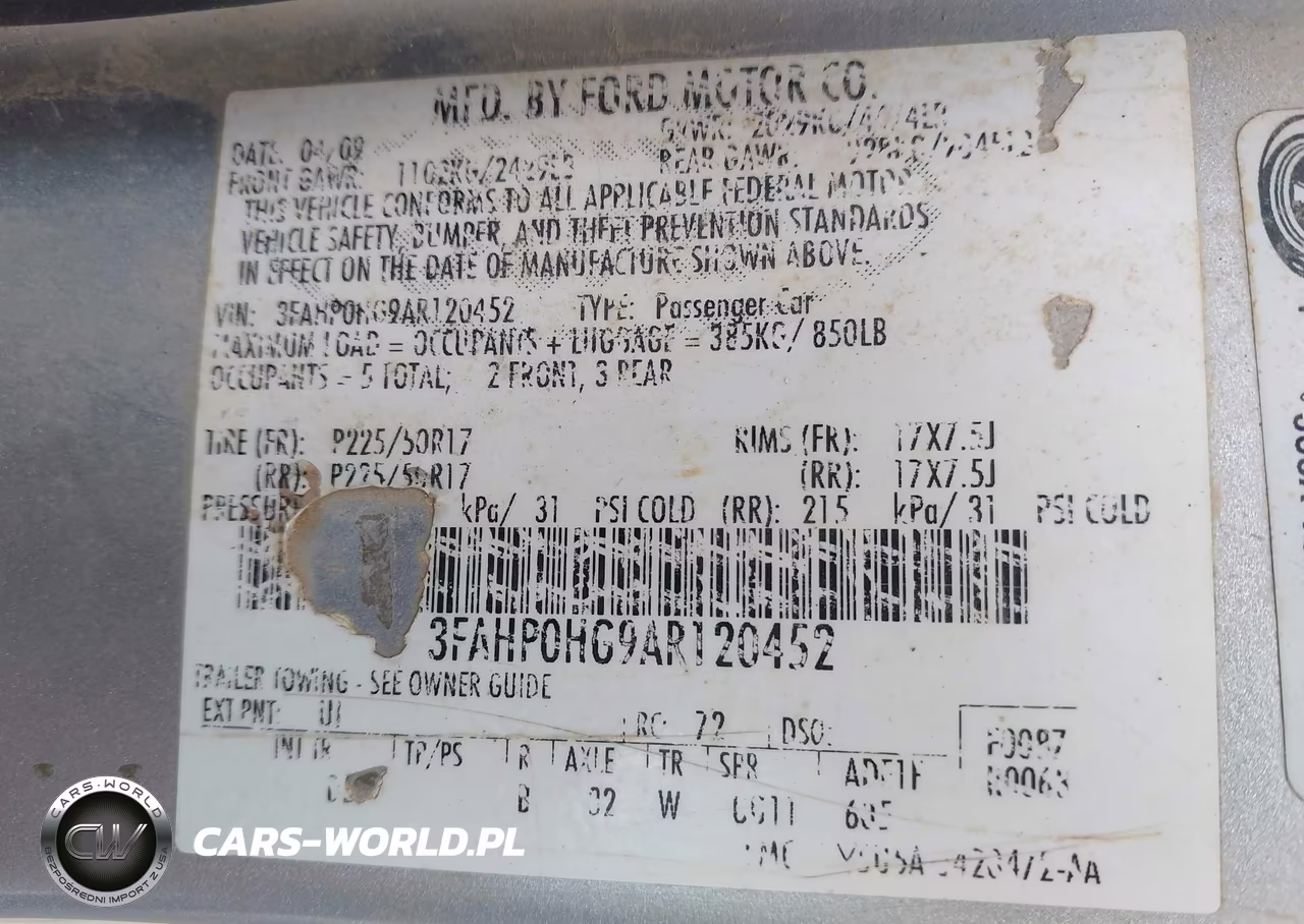 2010 Ford Fusion Se VIN:3FAHP0HG9AR120452 - 9