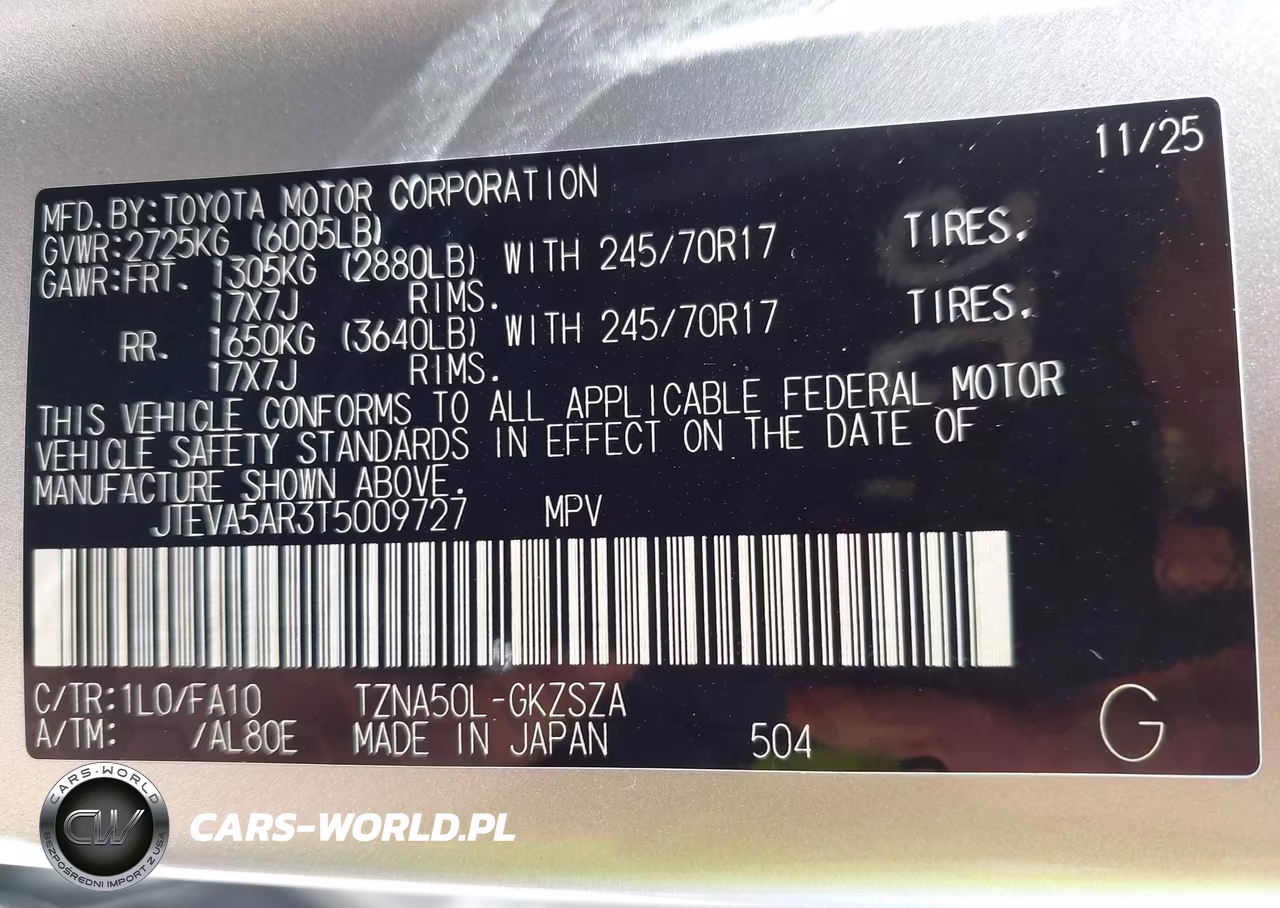 2026 Toyota 4Runner Sr5 VIN:JTEVA5AR3T5009727 - 9