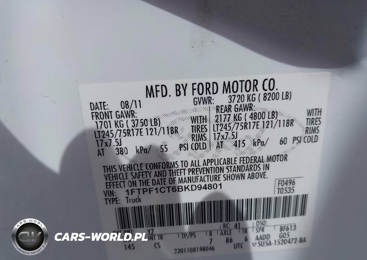 2011 Ford F150 VIN:1FTPF1CT6BKD94801 - 9