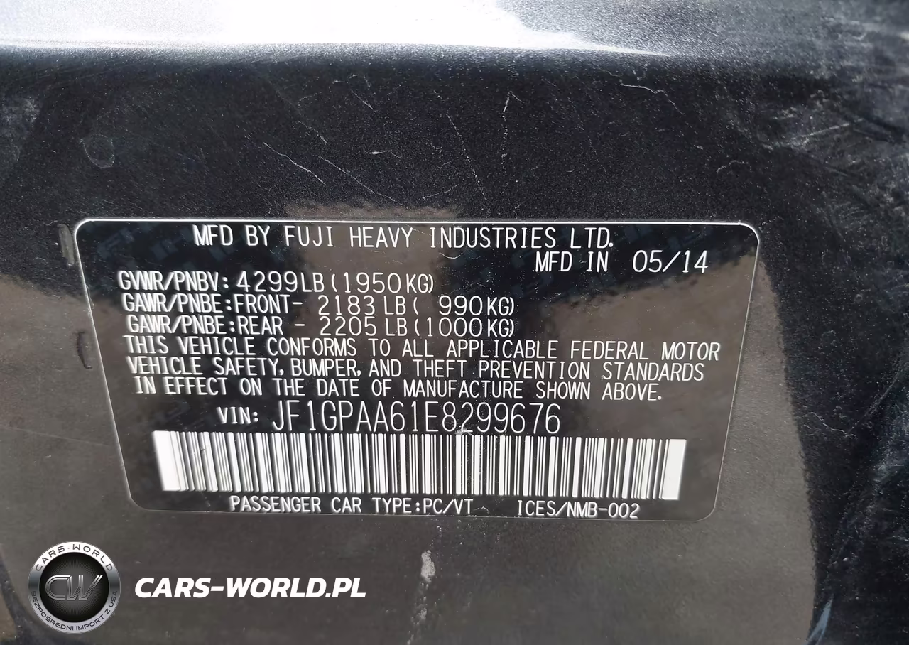 2014 Subaru Impreza 2.0I VIN:JF1GPAA61E8299676 - 9