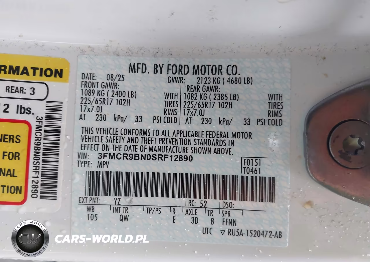 2025 Ford Bronco Sport Big Bend VIN:3FMCR9BN0SRF12890 - 9