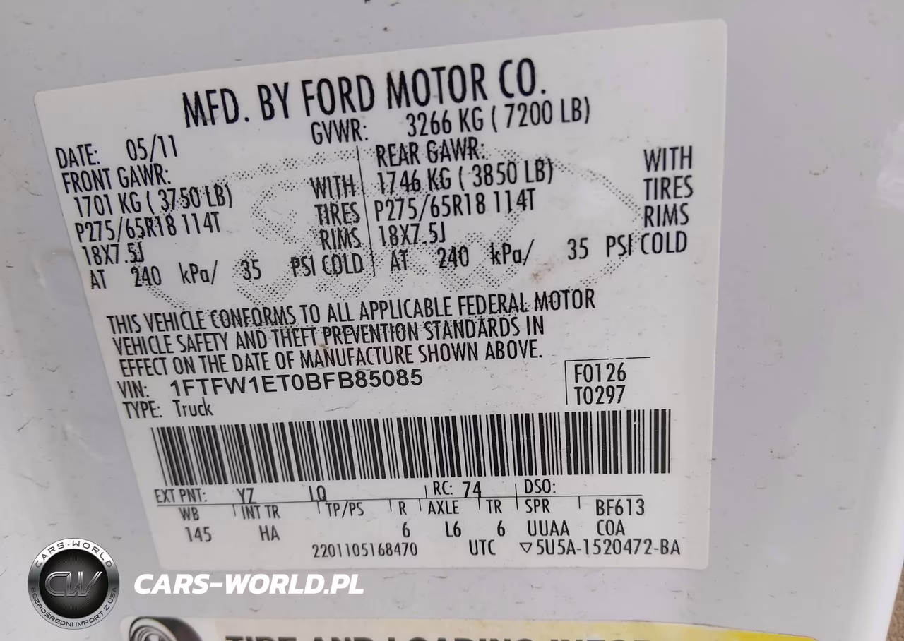 2011 Ford F-150 Lariat VIN:1FTFW1ET0BFB85085 - 9