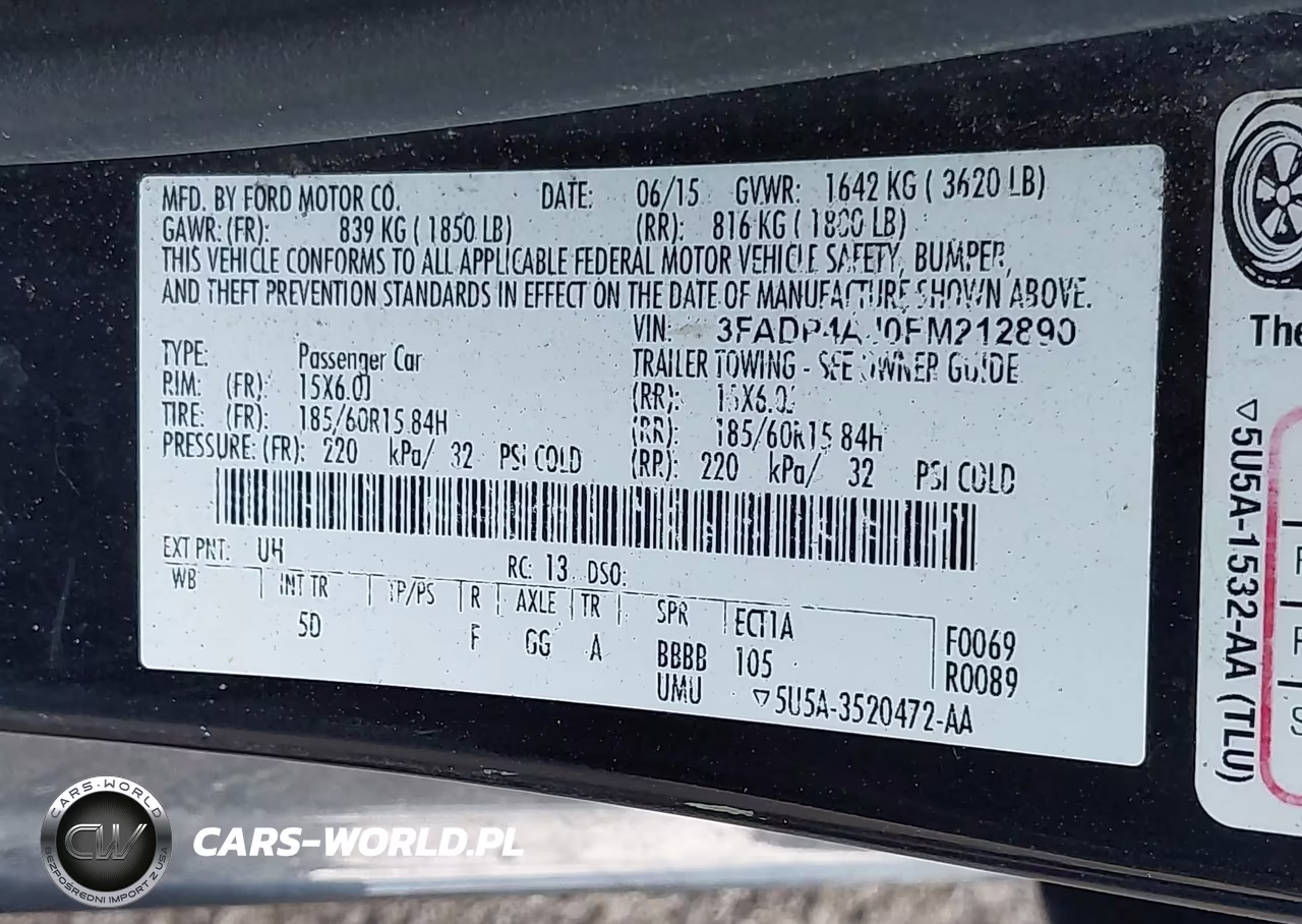 2015 Ford Fiesta S VIN:3FADP4AJ0FM212890 - 9