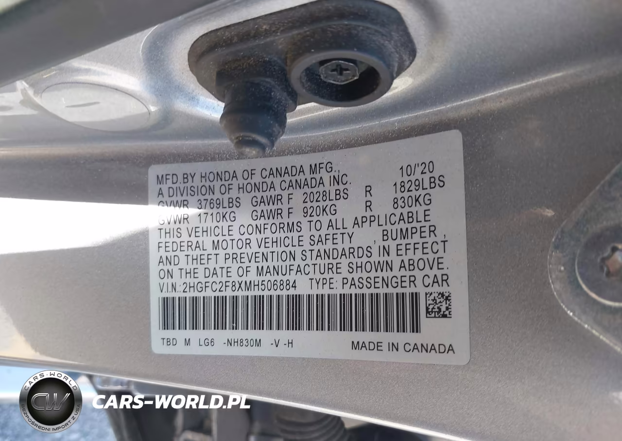 2021 Honda Civic Sport VIN:2HGFC2F8XMH506884 - 9