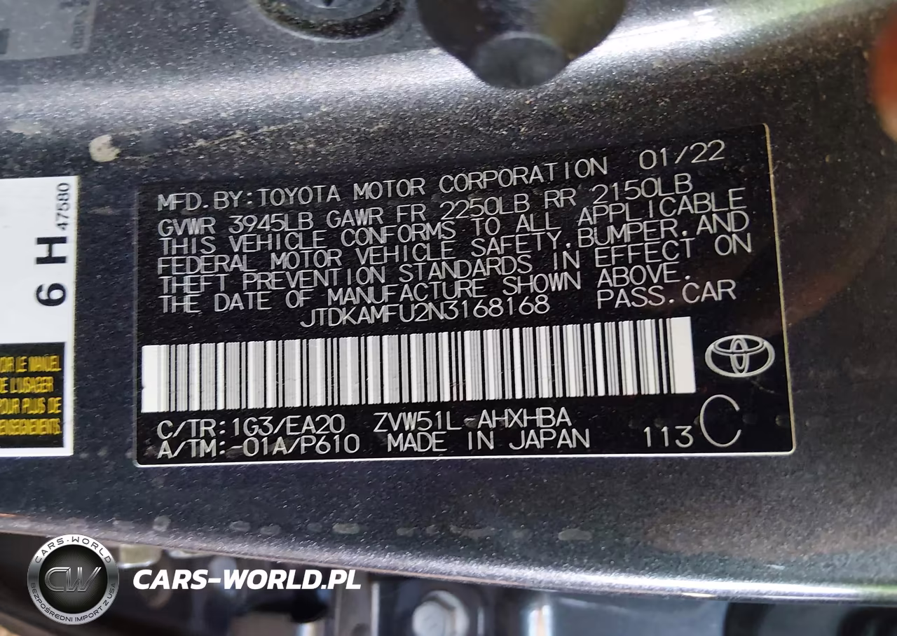 2022 Toyota Prius Xle VIN:JTDKAMFU2N3168168 - 9