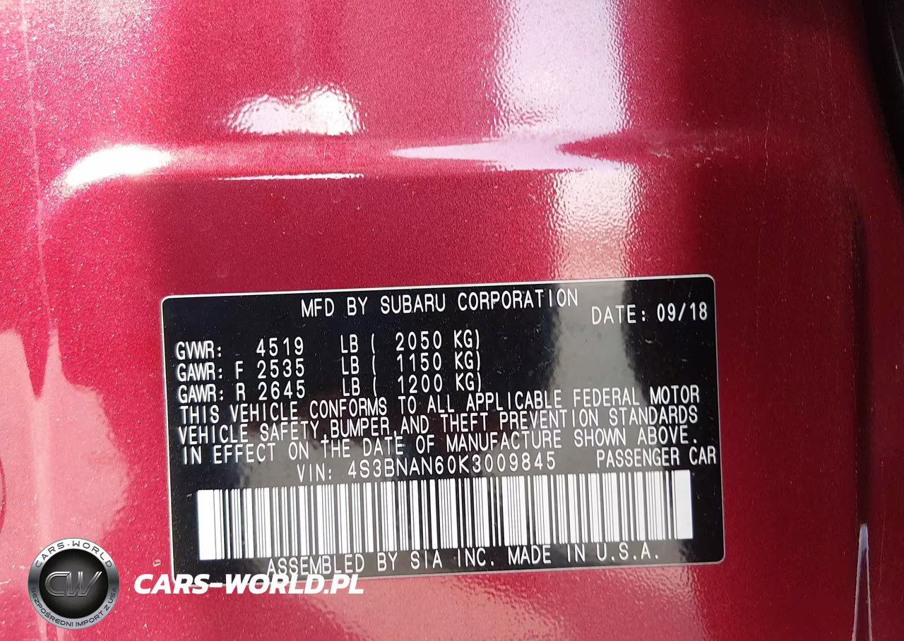 2019 Subaru Legacy 2.5I Limited VIN:4S3BNAN60K3009845 - 9