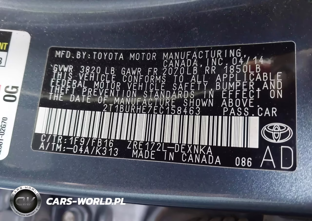 2014 Toyota Corolla Le VIN:2T1BURHE7EC158463 - 9