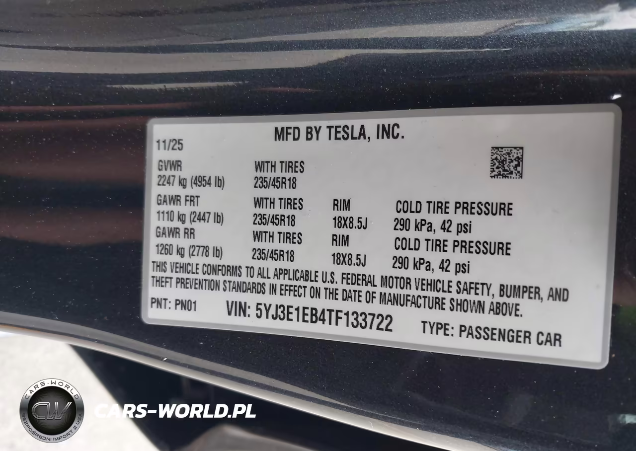 2026 Tesla Model 3 Premium All-Wheel Drive VIN:5YJ3E1EB4TF133722 - 9