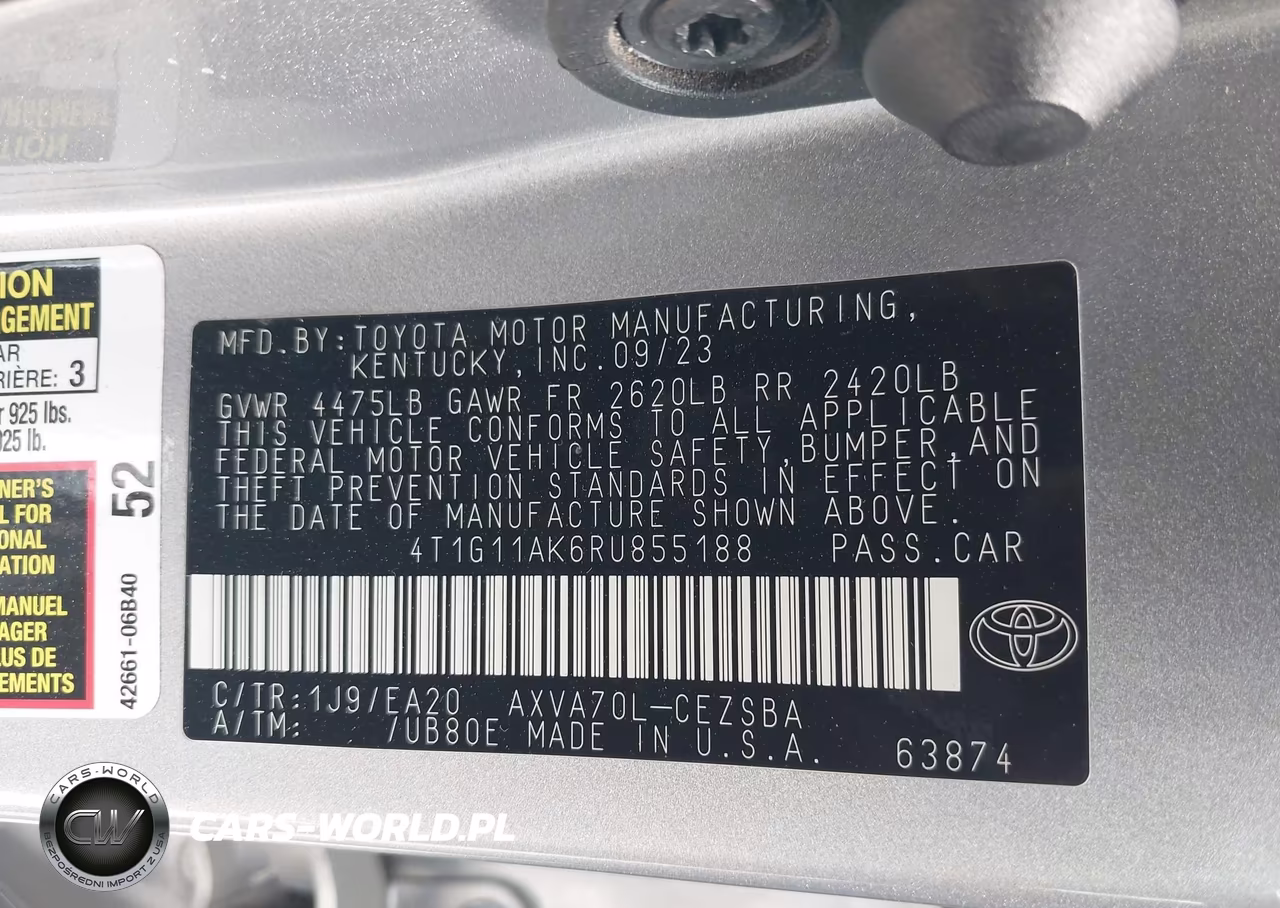 2024 Toyota Camry Se VIN:4T1G11AK6RU855188 - 9