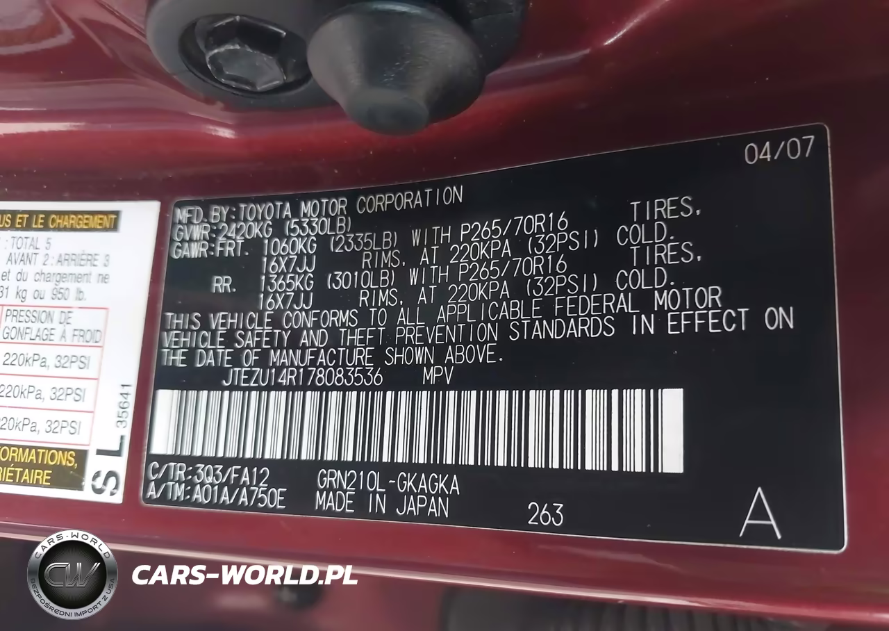 2007 Toyota 4Runner Sr5 V6 VIN:JTEZU14R178083536 - 9