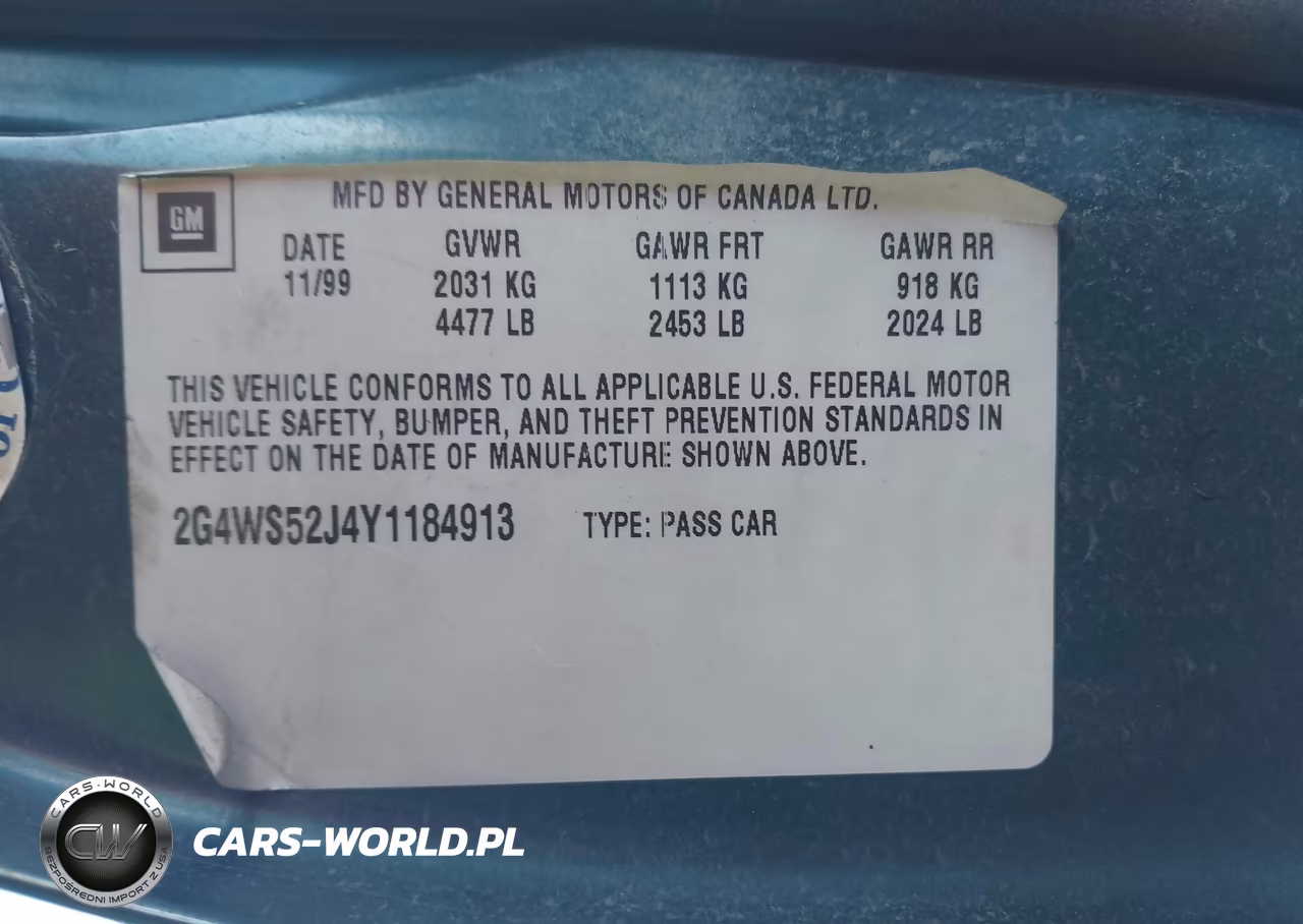 2000 Buick Century Custom VIN:2G4WS52J4Y1184913 - 9
