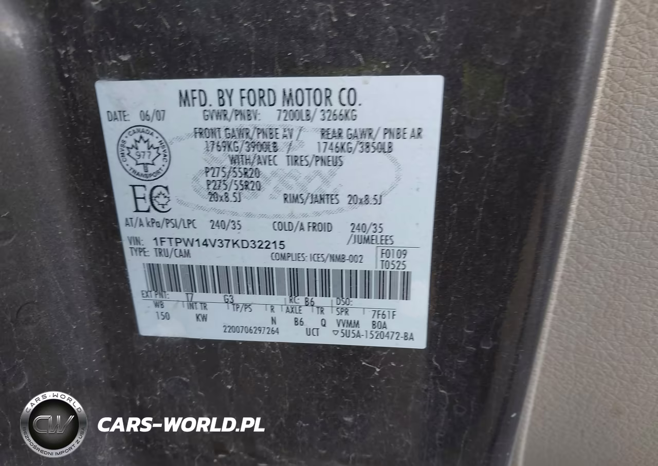 2007 Ford F-150 Fx4-Lariat-Xlt VIN:1FTPW14V37KD32215 - 9