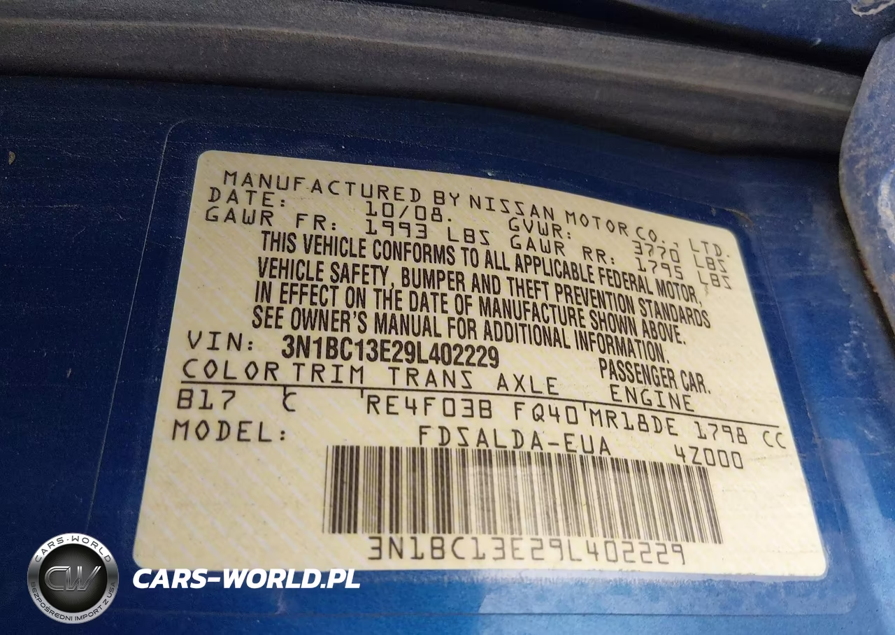 2009 Nissan Versa 1.8S VIN:3N1BC13E29L402229 - 9