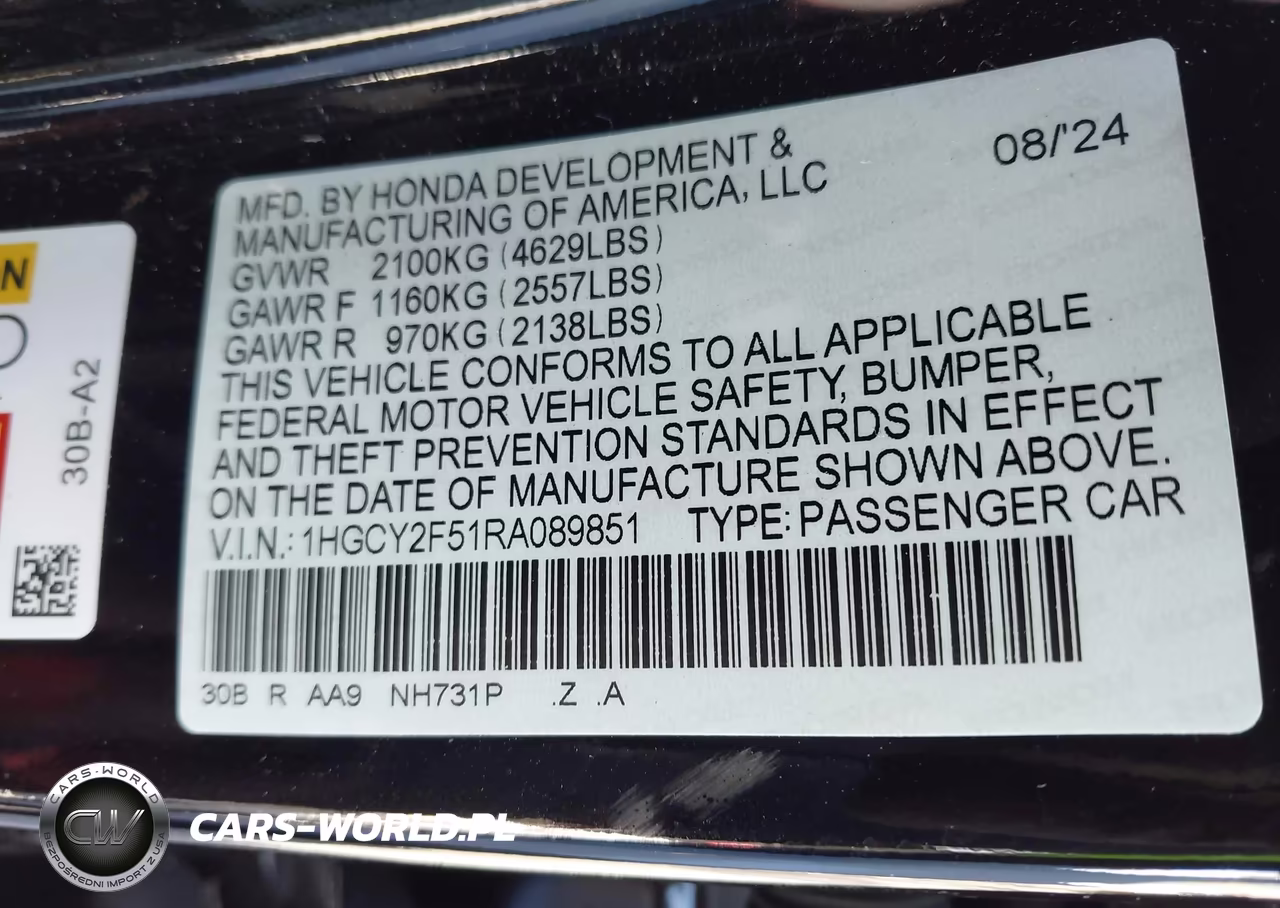 2024 Honda Accord Hybrid Sport VIN:1HGCY2F51RA089851 - 9