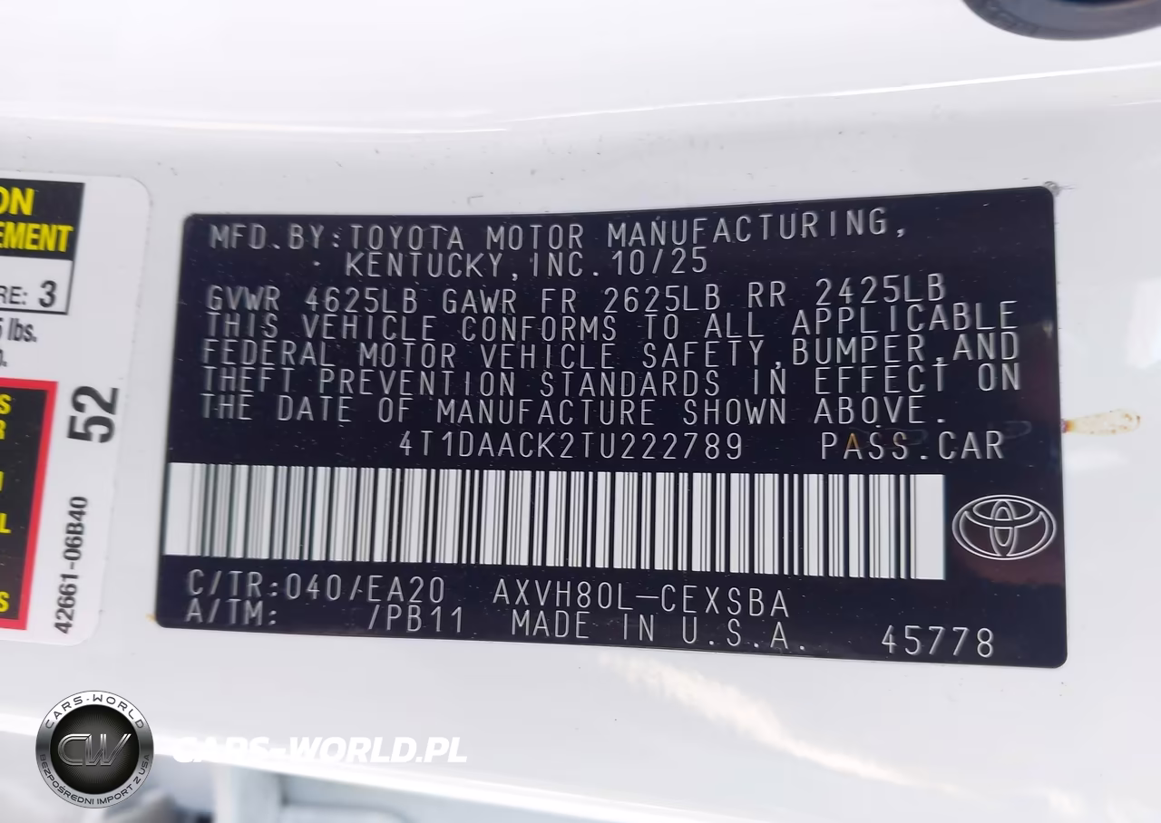 2026 Toyota Camry Se VIN:4T1DAACK2TU222789 - 9