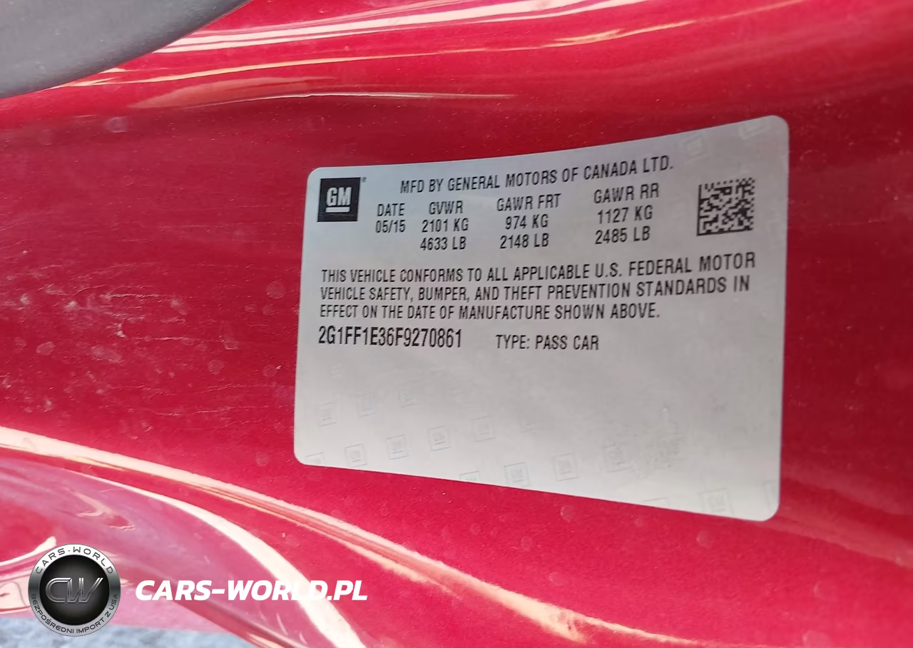 2015 Chevrolet Camaro 2Lt VIN:2G1FF1E36F9270861 - 9