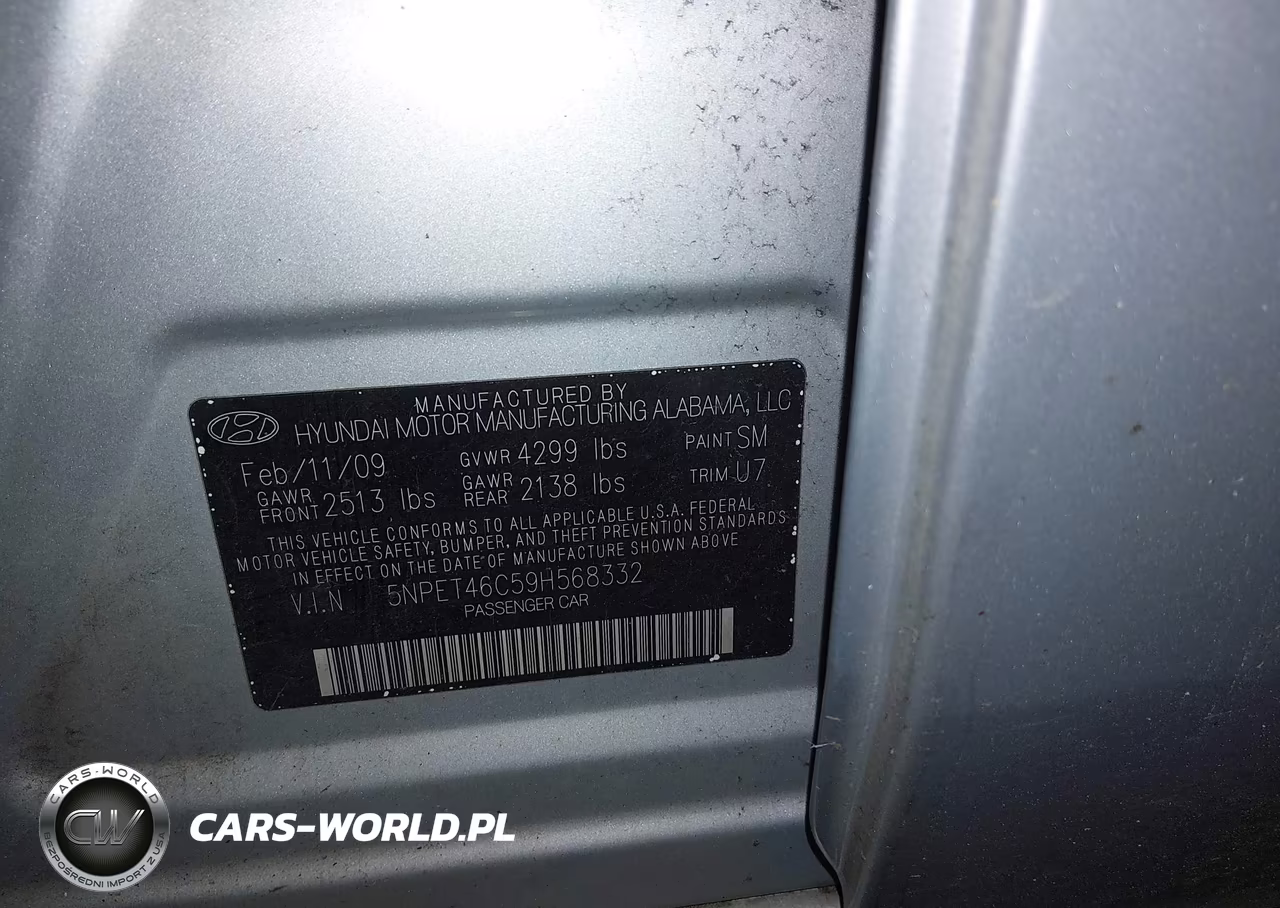2009 Hyundai Sonata Gls VIN:5NPET46C59H568332 - 9