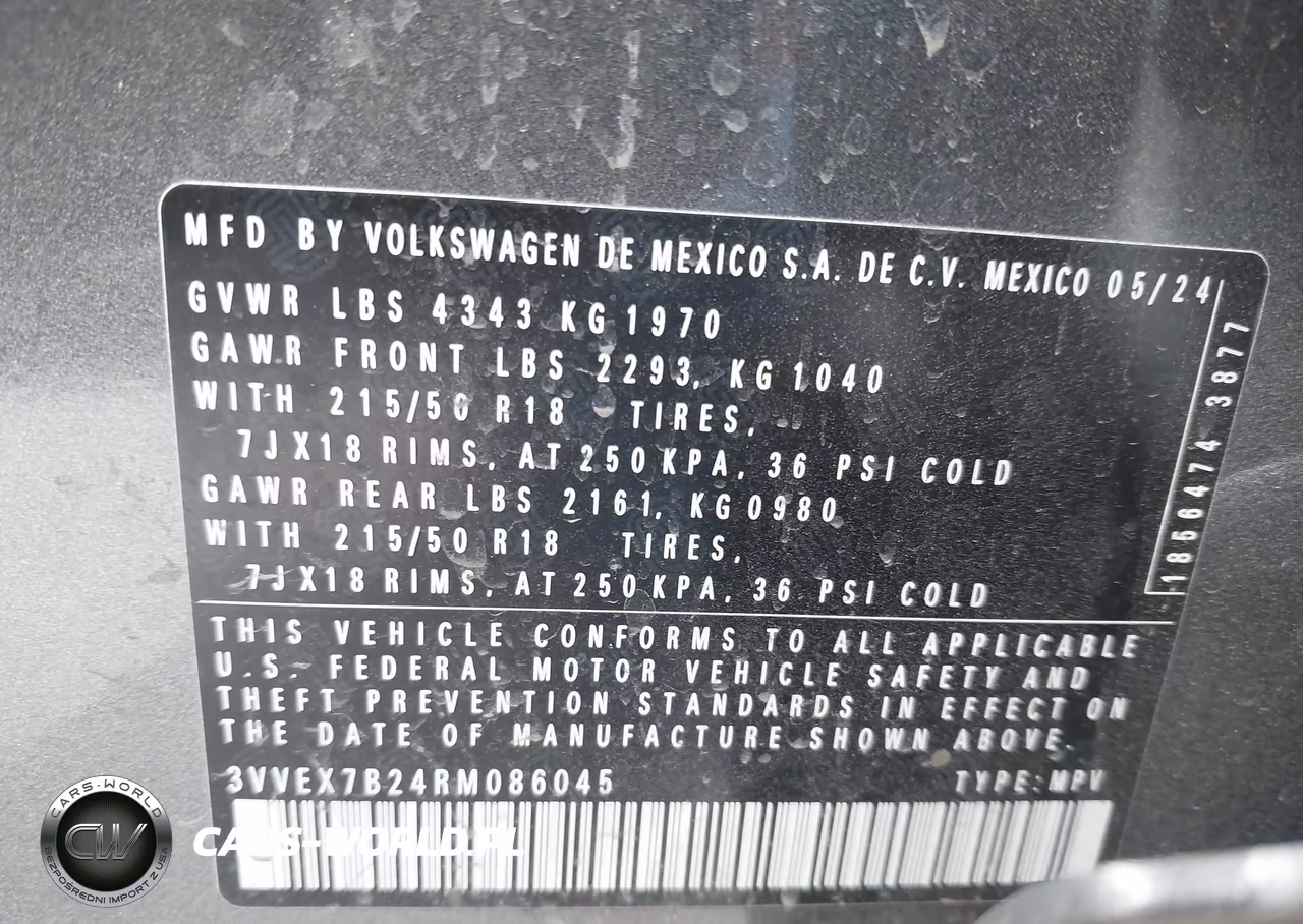 2024 Volkswagen Taos 1.5T Se VIN:3VVEX7B24RM086045 - 9