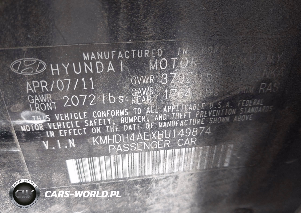 2011 Hyundai Elantra Gls (Ulsan Plant) VIN:KMHDH4AEXBU149874 - 9