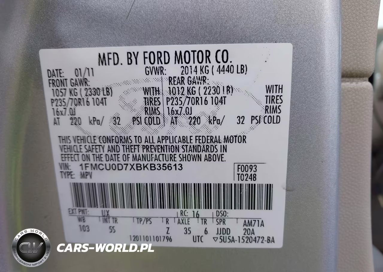 2011 Ford Escape Xlt VIN:1FMCU0D7XBKB35613 - 9