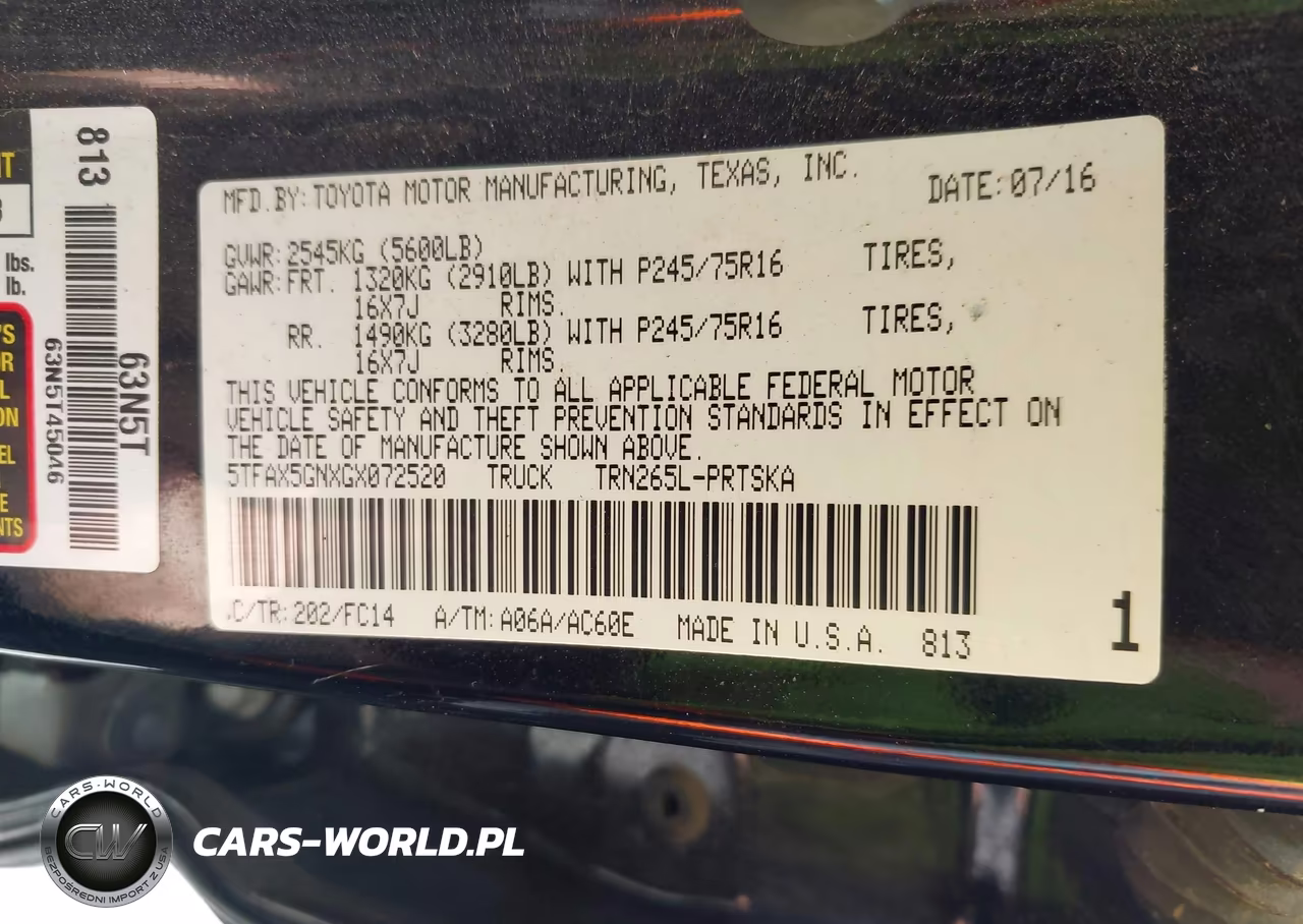 2016 Toyota Tacoma Sr5 VIN:5TFAX5GNXGX072520 - 9