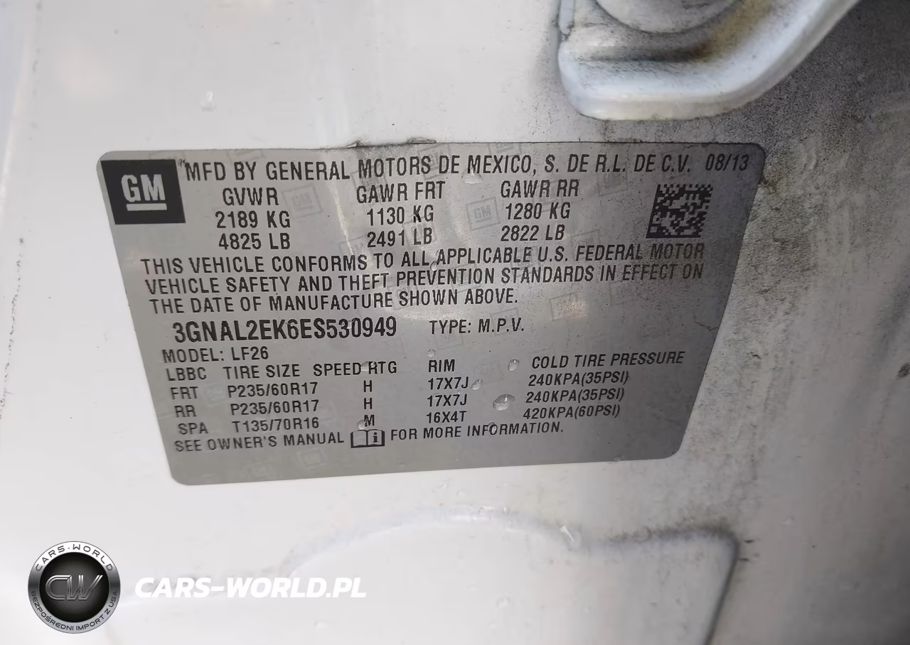 2014 Chevrolet Captiva Sport 2Ls VIN:3GNAL2EK6ES530949 - 9