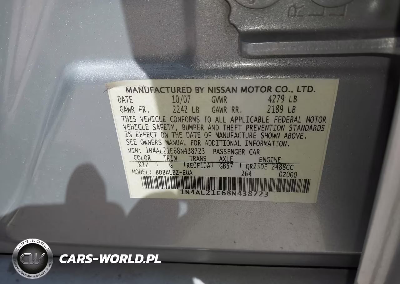 2008 Nissan Altima 2.5 S VIN:1N4AL21E68N438723 - 9