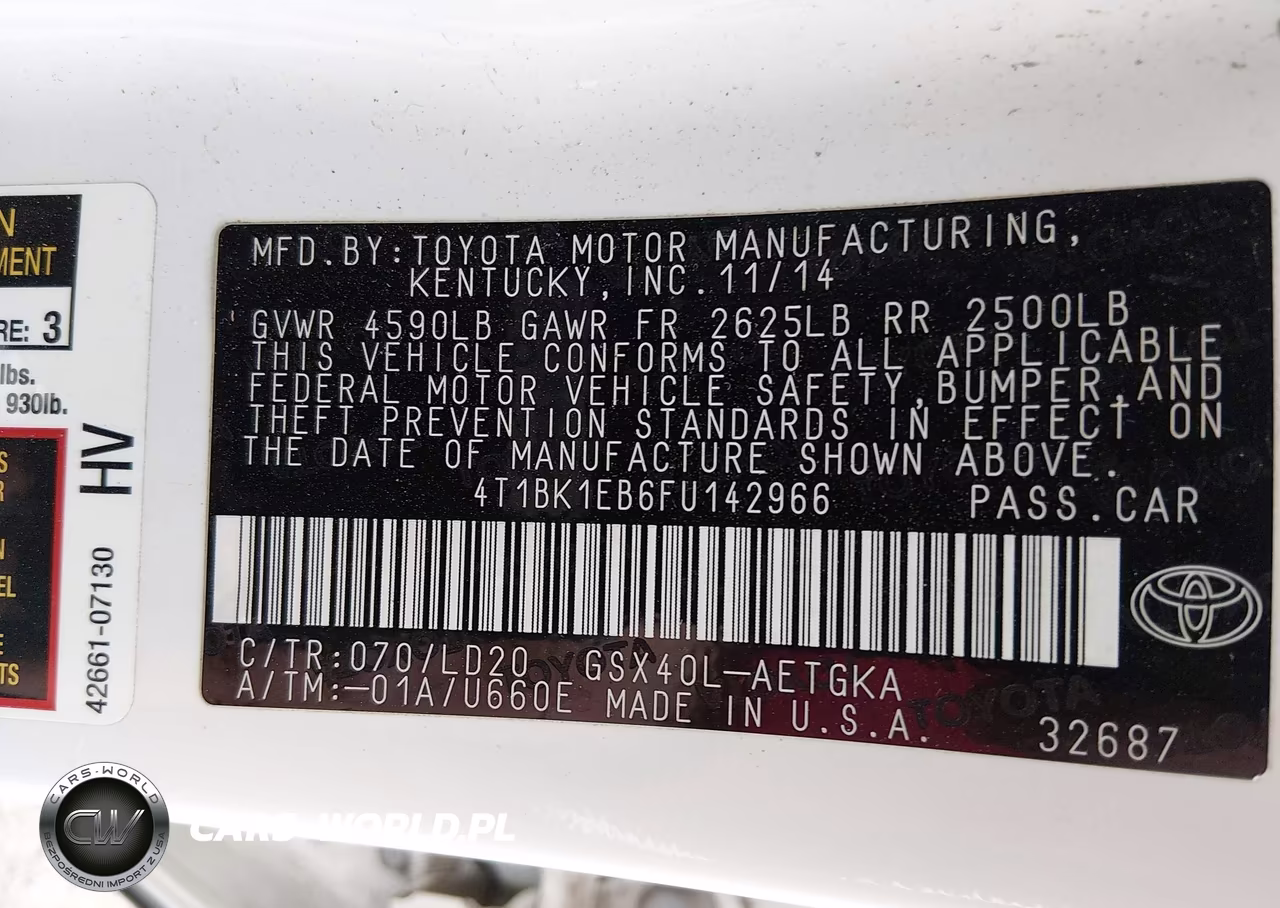 2015 Toyota Avalon Xle VIN:4T1BK1EB6FU142966 - 9