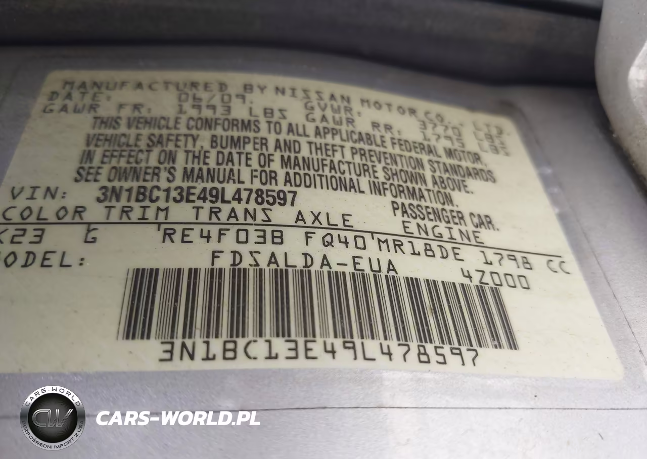 2009 Nissan Versa 1.8S VIN:3N1BC13E49L478597 - 9