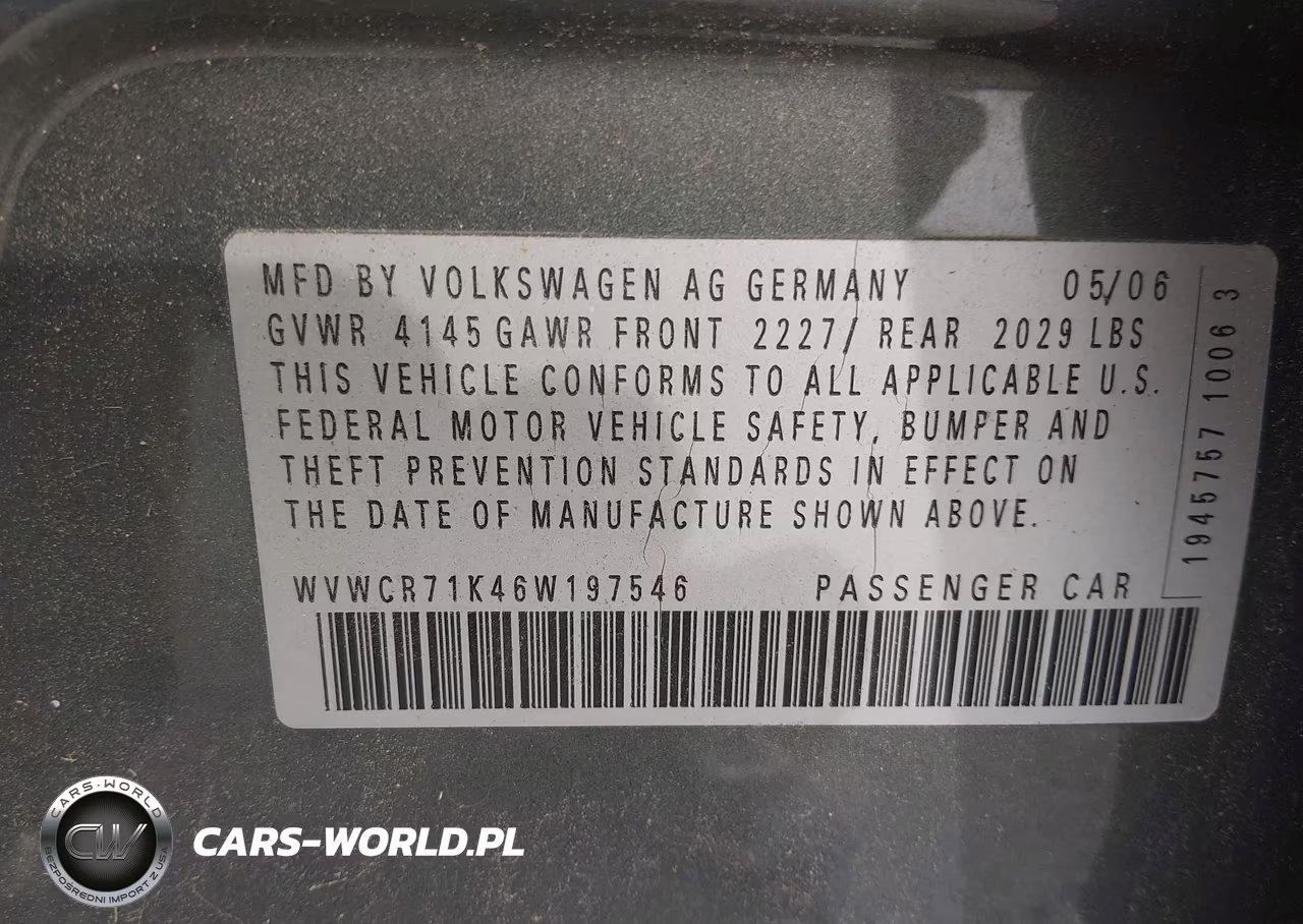 2006 Volkswagen Rabbit 4-Door VIN:WVWCR71K46W197546 - 9