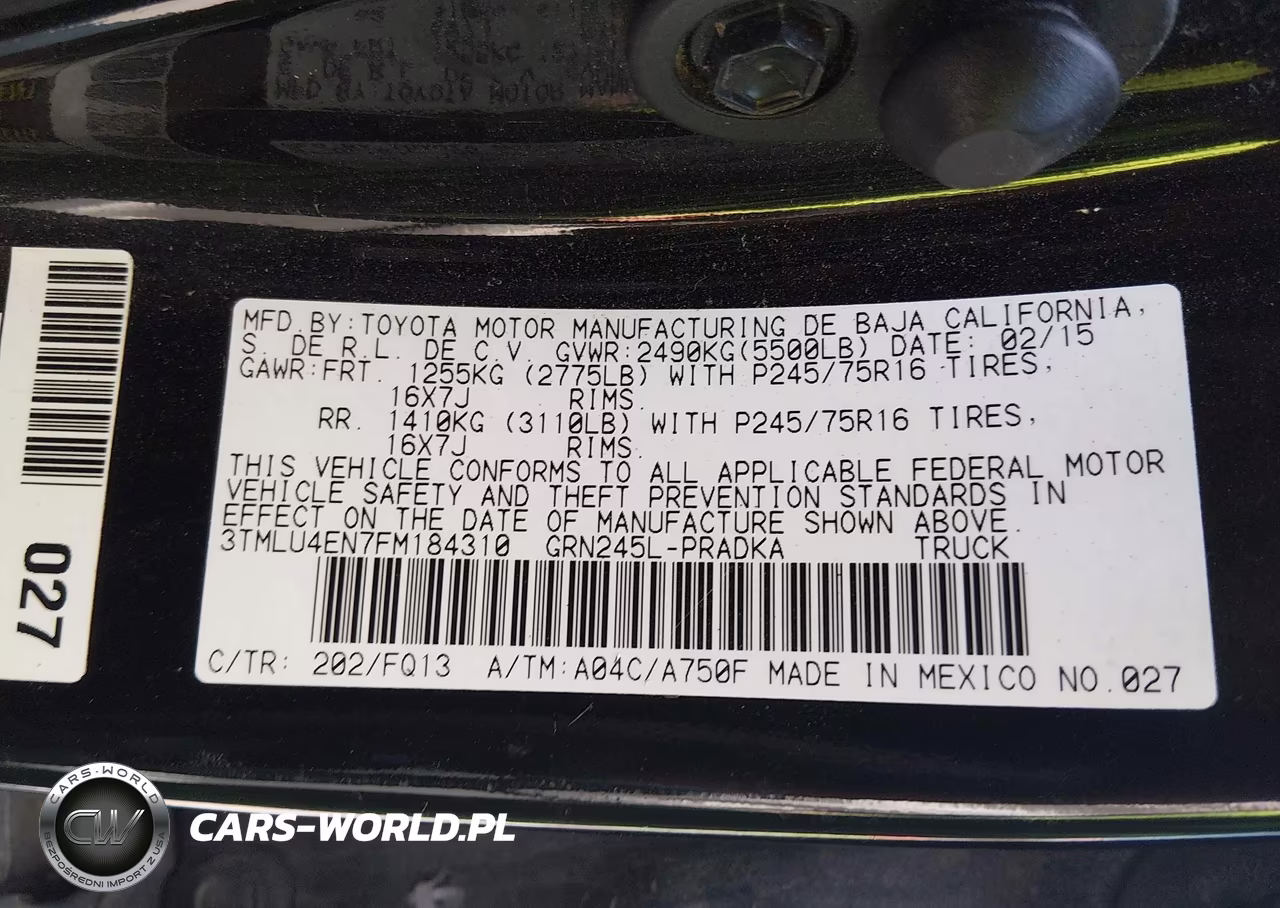 2015 Toyota Tacoma Base V6 VIN:3TMLU4EN7FM184310 - 9