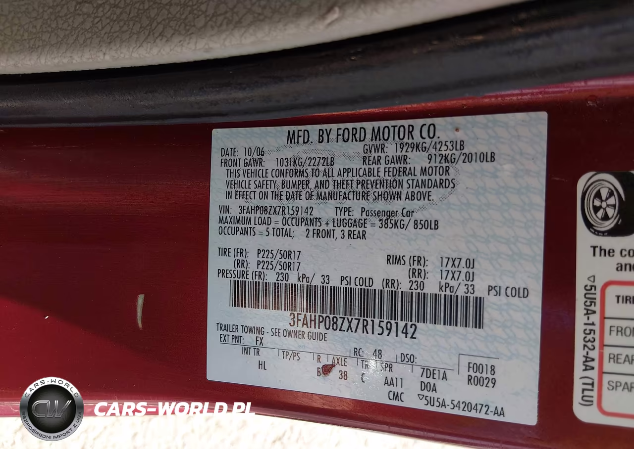 2007 Ford Fusion Sel VIN:3FAHP08ZX7R159142 - 9