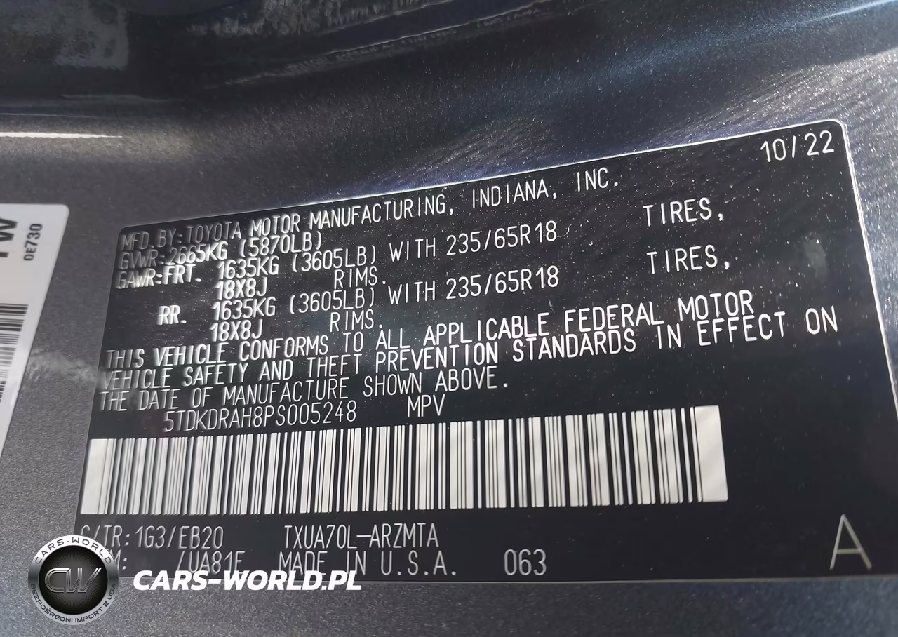 2023 Toyota Highlander Xle VIN:5TDKDRAH8PS005248 - 9