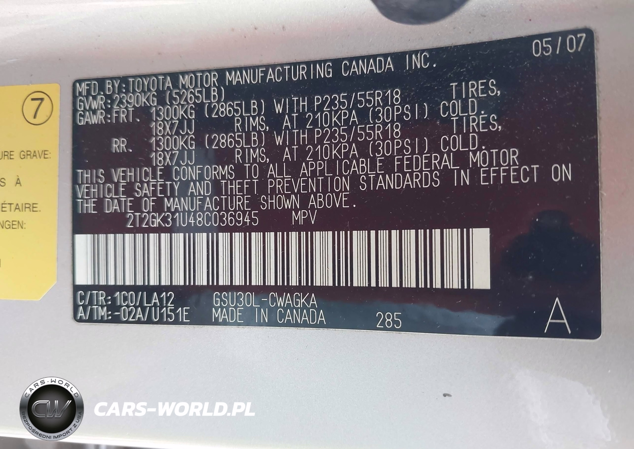 2008 Lexus Rx 350 VIN:2T2GK31U48C036945 - 9