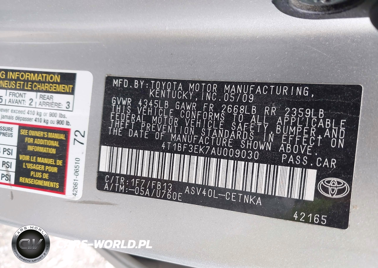 2010 Toyota Camry Le VIN:4T1BF3EK7AU009030 - 9