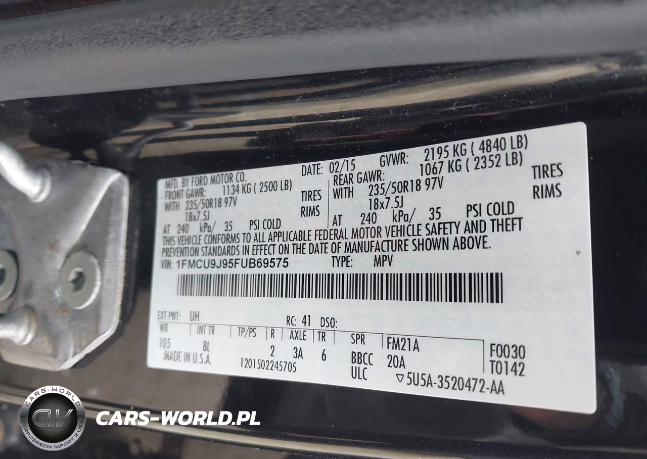 2015 Ford Escape Titanium VIN:1FMCU9J95FUB69575 - 9