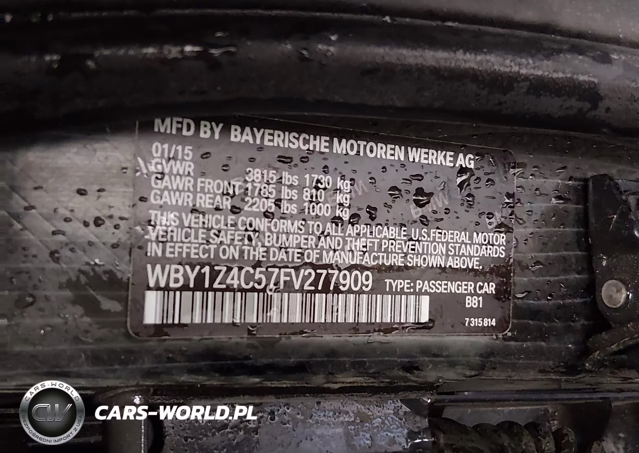 2015 BMW I3 Base W-Range Extender VIN:WBY1Z4C57FV277909 - 9