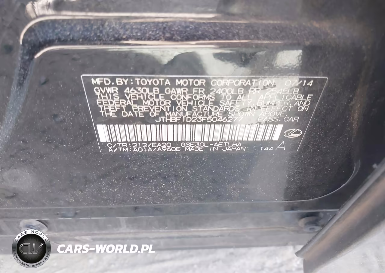 2015 Lexus Is 250 VIN:JTHBF1D23F5046277 - 9