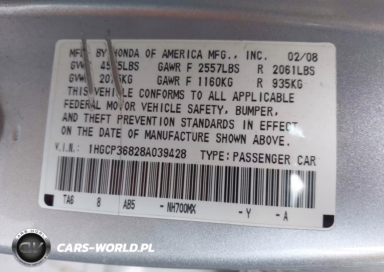 2008 Honda Accord 3.5 Ex-L VIN:1HGCP36828A039428 - 9