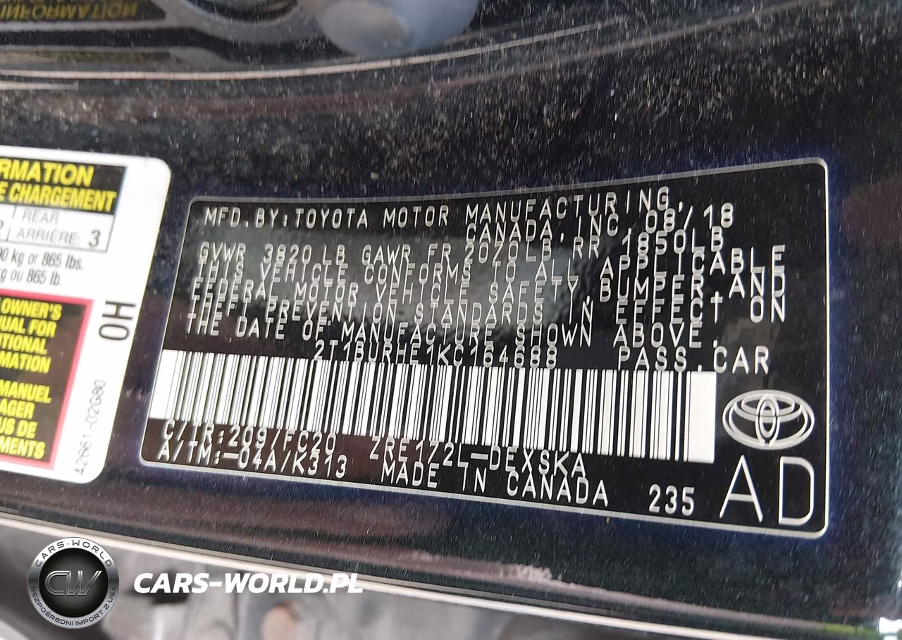 2019 Toyota Corolla Se VIN:2T1BURHE1KC164688 - 9