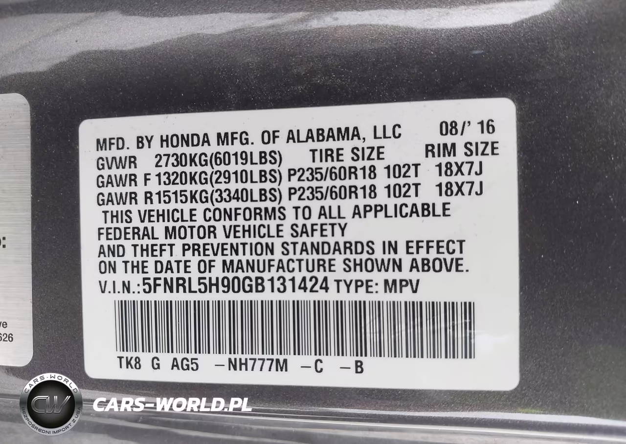 2016 Honda Odyssey Touring-Touring Elite VIN:5FNRL5H90GB131424 - 9