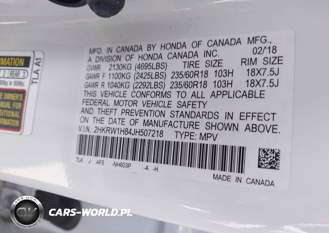 2018 Honda Cr-V Ex-L-Ex-L Navi VIN:2HKRW1H84JH507218 - 9