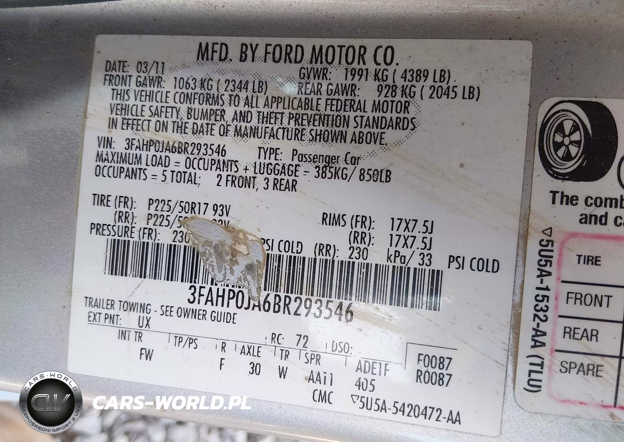 2011 Ford Fusion Sel VIN:3FAHP0JA6BR293546 - 9