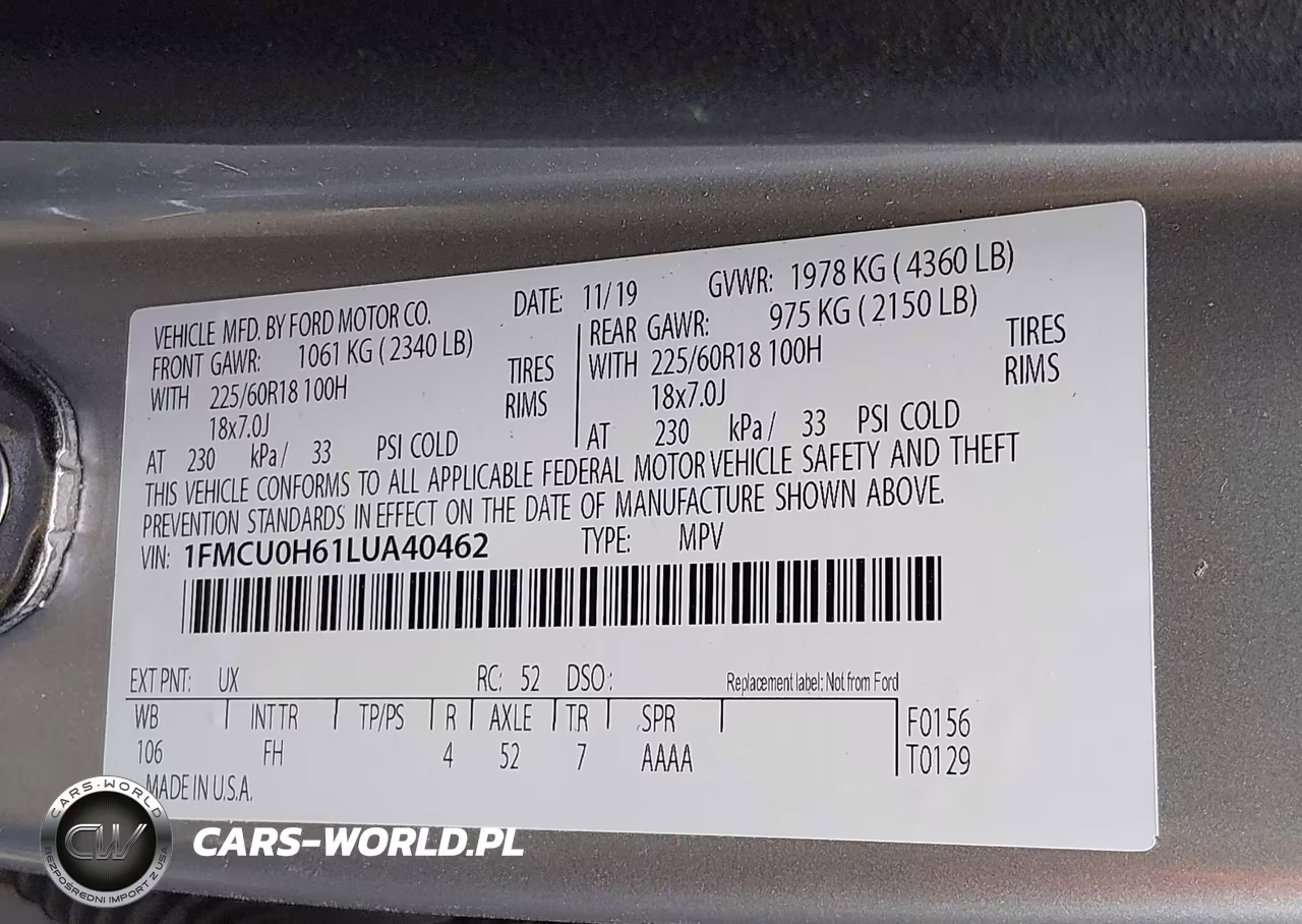 2020 Ford Escape Sel VIN:1FMCU0H61LUA40462 - 9