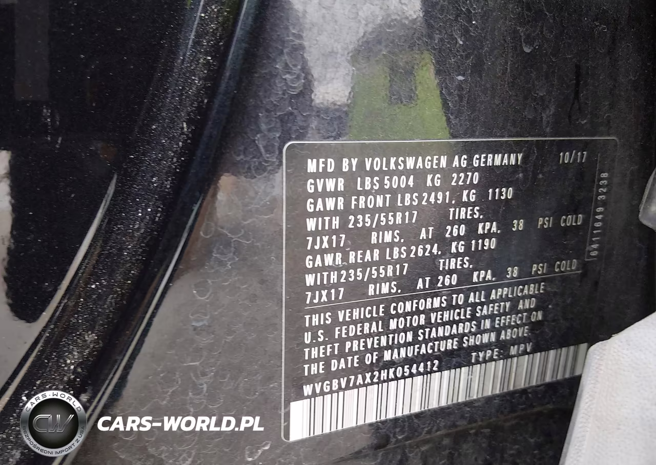 2017 Volkswagen Tiguan VIN:WVGBV7AX2HK054412 - 9