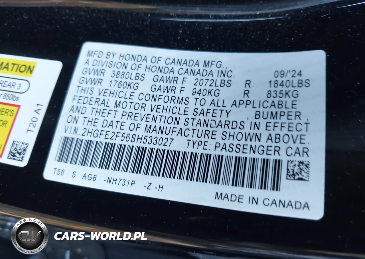 2025 Honda Civic Sport VIN:2HGFE2F56SH533027 - 9