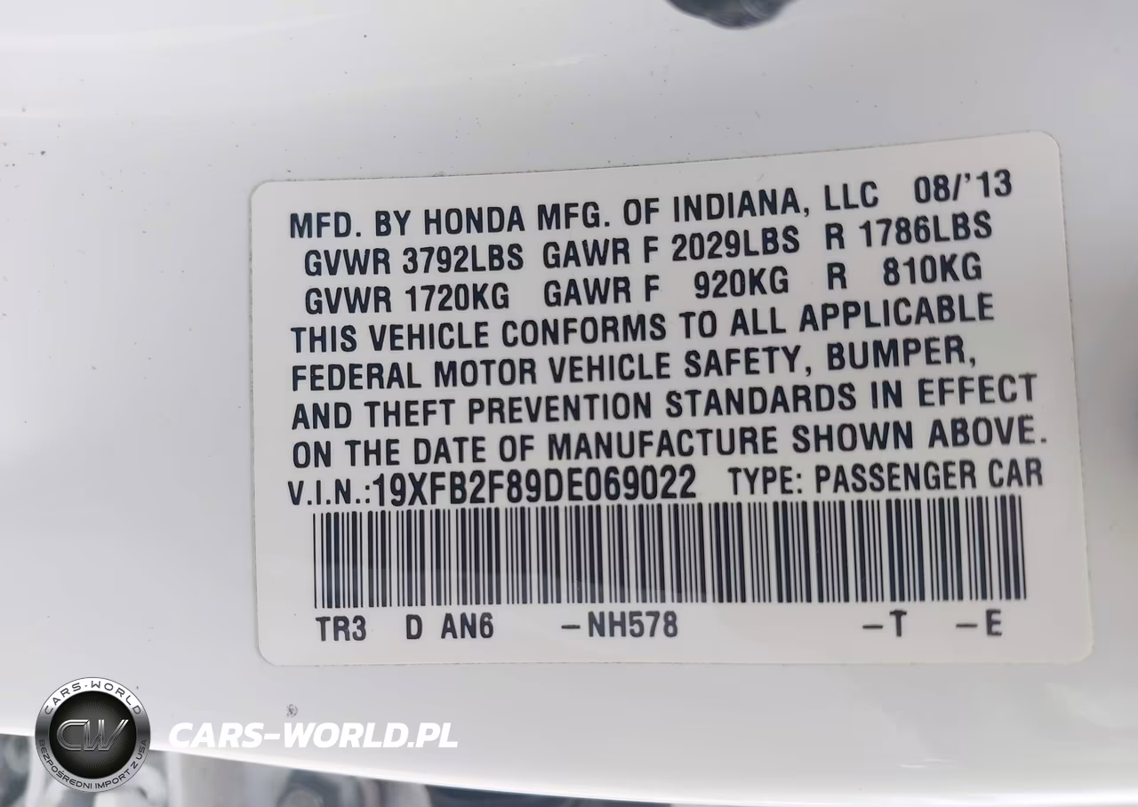 2013 Honda Civic Ex VIN:19XFB2F89DE069022 - 9