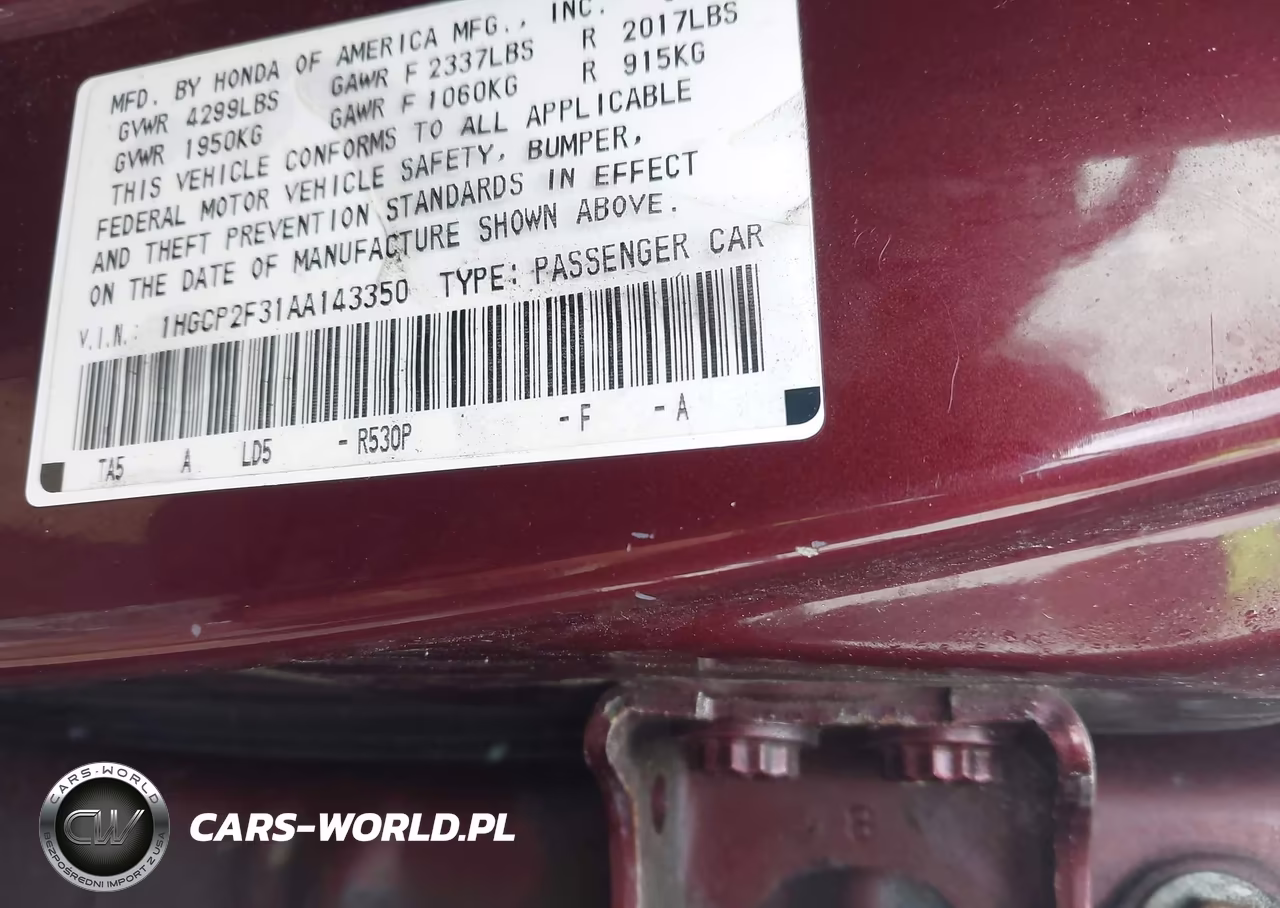 2010 Honda Accord 2.4 Lx VIN:1HGCP2F31AA143350 - 9