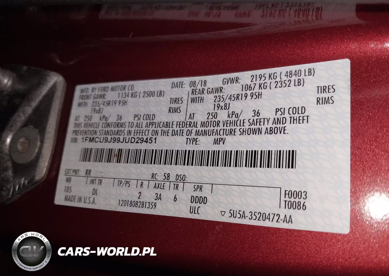 2018 Ford Escape Titanium VIN:1FMCU9J99JUD29451 - 9